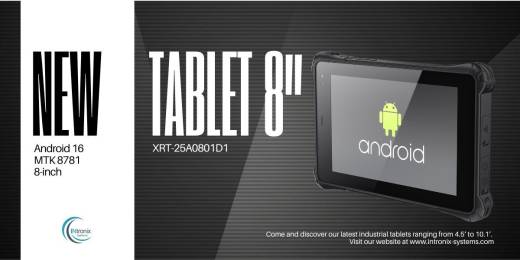 Lancement de la tablette industrielle 8″ XRT-25A0801D1 Android 16 Intronix Systems